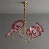 Lotus Leaf Glass Chandelier, Gold Metal 3 or 6 Head Pendant Light for Dining Room and Living Room