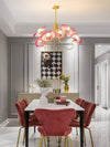 Lotus Leaf Glass Chandelier, Gold Metal 3 or 6 Head Pendant Light for Dining Room and Living Room