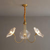 Lotus Leaf Glass Chandelier, Gold Metal 3 or 6 Head Pendant Light for Dining Room and Living Room