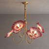 Lotus Leaf Glass Chandelier, Gold Metal 3 or 6 Head Pendant Light for Dining Room and Living Room
