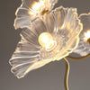 Lotus Leaf Glass Chandelier, Gold Metal 3 or 6 Head Pendant Light for Dining Room and Living Room