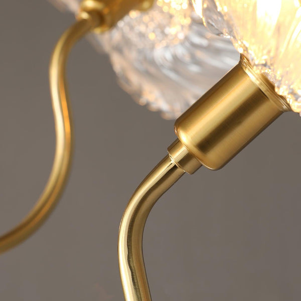 Lotus Leaf Glass Chandelier, Gold Metal 3 or 6 Head Pendant Light for Dining Room and Living Room