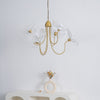 Lotus Leaf Glass Chandelier, Gold Metal 3 or 6 Head Pendant Light for Dining Room and Living Room