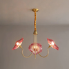 Lotus Leaf Glass Chandelier, Gold Metal 3 or 6 Head Pendant Light for Dining Room and Living Room
