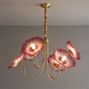 Lotus Leaf Glass Chandelier, Gold Metal 3 or 6 Head Pendant Light for Dining Room and Living Room
