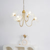 Lotus Leaf Glass Chandelier, Gold Metal 3 or 6 Head Pendant Light for Dining Room and Living Room