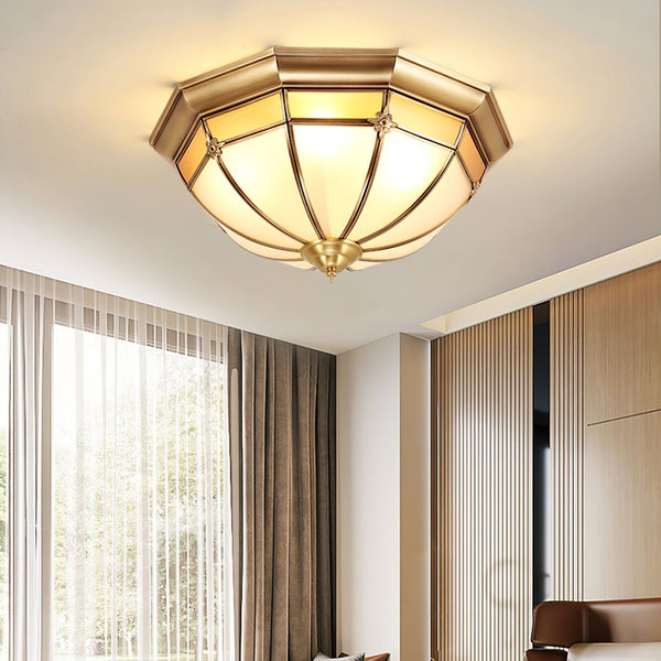 Dome Brass Flush Ceiling Lamp