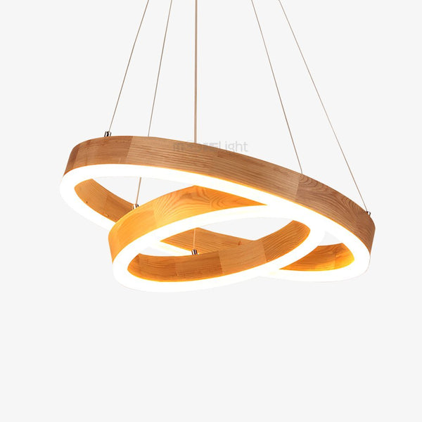 Double Ring Wooden Pendant Light