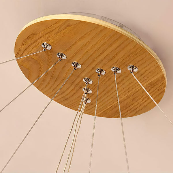 Double Ring Wooden Pendant Light