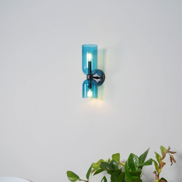 Modern Glass Wall Sconce with Brass or Black Finish for Bedroom and Hallway