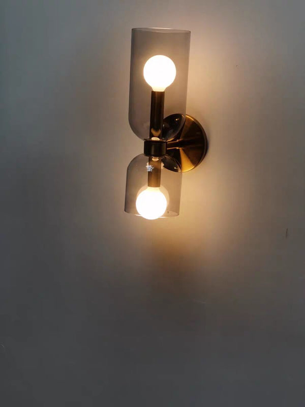 Modern Glass Wall Sconce with Brass or Black Finish for Bedroom and Hallway