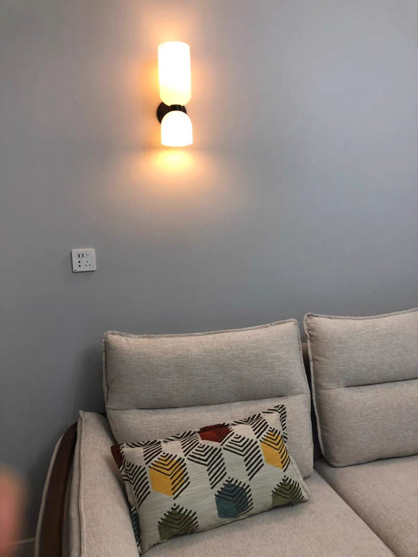 Modern Glass Wall Sconce with Brass or Black Finish for Bedroom and Hallway