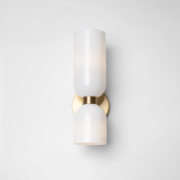 Modern Glass Wall Sconce with Brass or Black Finish for Bedroom and Hallway