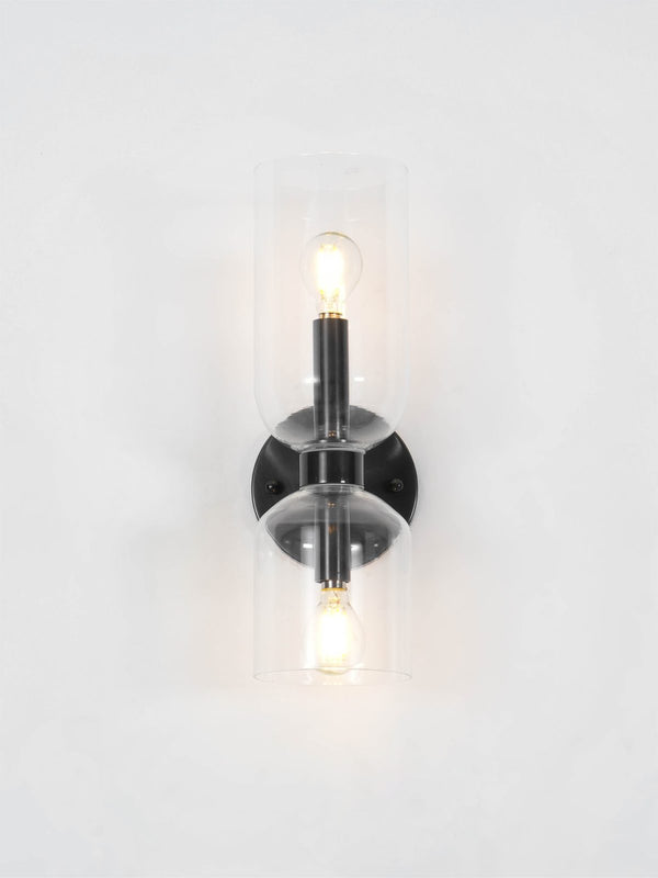 Modern Glass Wall Sconce with Brass or Black Finish for Bedroom and Hallway