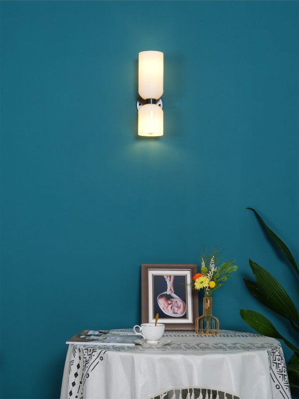 Modern Glass Wall Sconce with Brass or Black Finish for Bedroom and Hallway