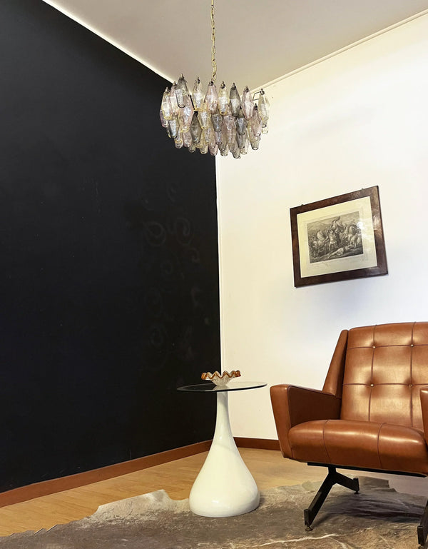 Elegant Murano Poliedri Multicolored Glass Chandelier