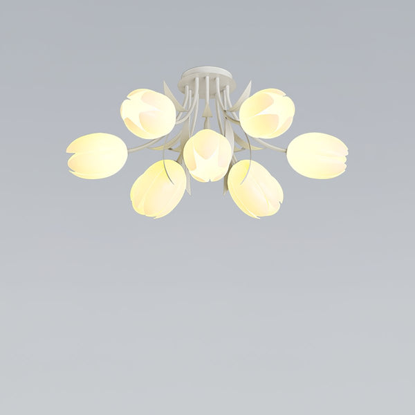 French Cream Orchid Ceiling Lamp
