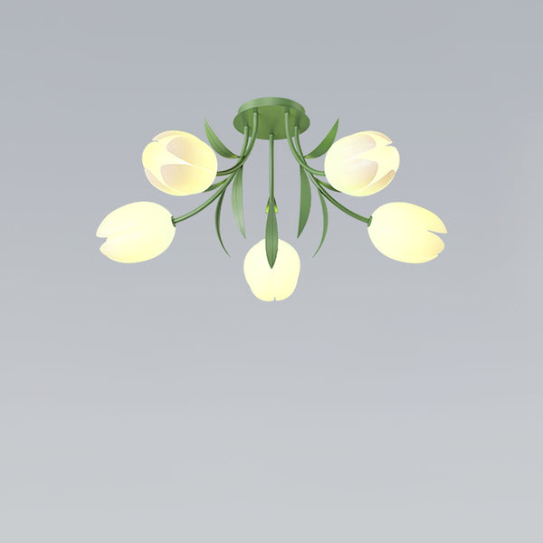 French Cream Orchid Ceiling Lamp