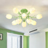 French Cream Orchid Ceiling Lamp