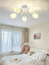 French Cream Orchid Ceiling Lamp