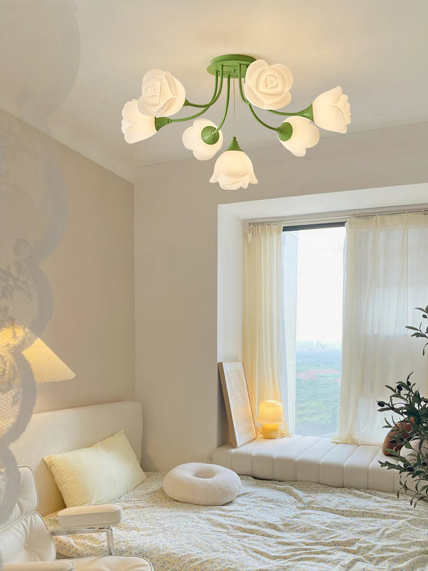 French Romantic Rose Ceiling Lamp