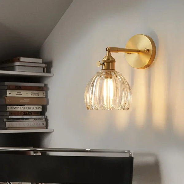 art deco lotus glass wall sconce