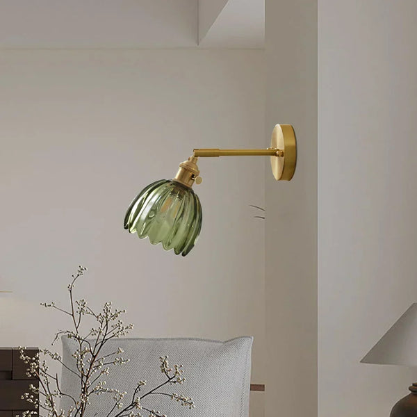 art deco lotus glass wall sconce