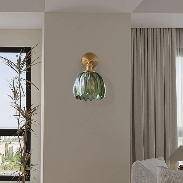 art deco lotus glass wall sconce