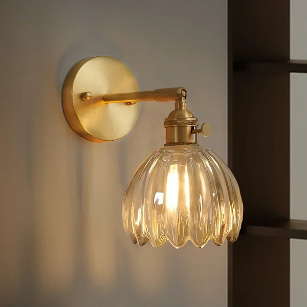 art deco lotus glass wall sconce