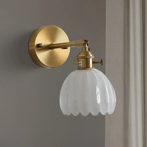 art deco lotus glass wall sconce