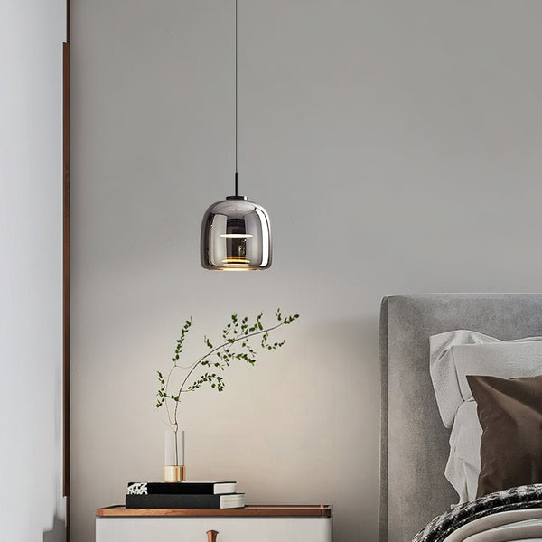 Glass Drum Shaped Pendant Light