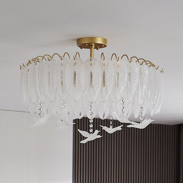 Glass Feather Ceiling Light