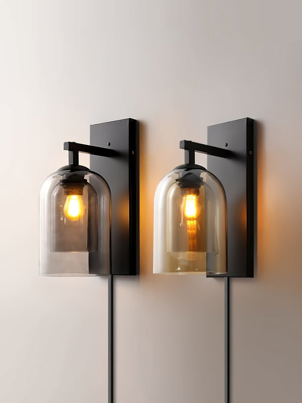 Glass Tubular Plug In Wall Lamp