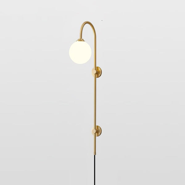 Globe Brass Plug In Wall Sconce