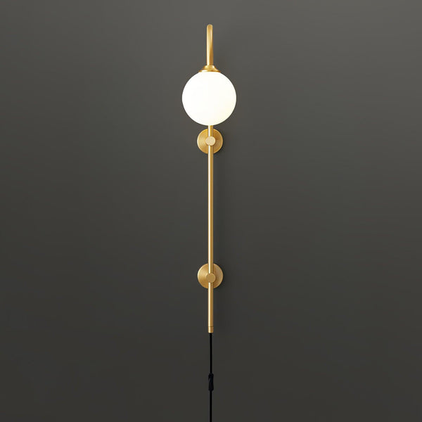 Globe Brass Plug In Wall Sconce