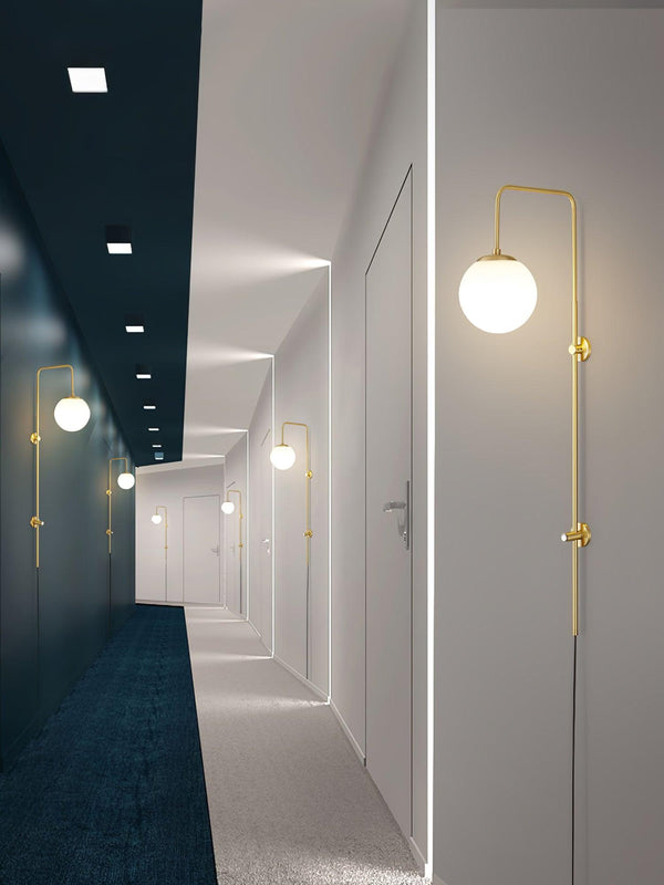 Globe Brass Plug In Wall Sconce