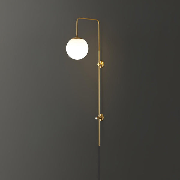 Globe Brass Plug In Wall Sconce