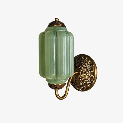 Vintage Scallop Milk Glass Wall Sconce in Oiled Brass for Bedroom and Hallway