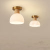Horn Shaped Small Ceiling Lamp, Iron and Wood Flush Mount for Bedroom and Hallway