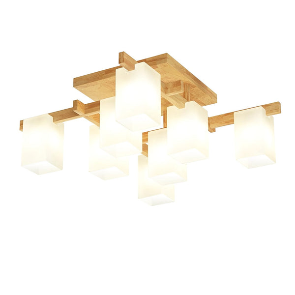 Japanese Square Wooden Art Ceiling Lamp