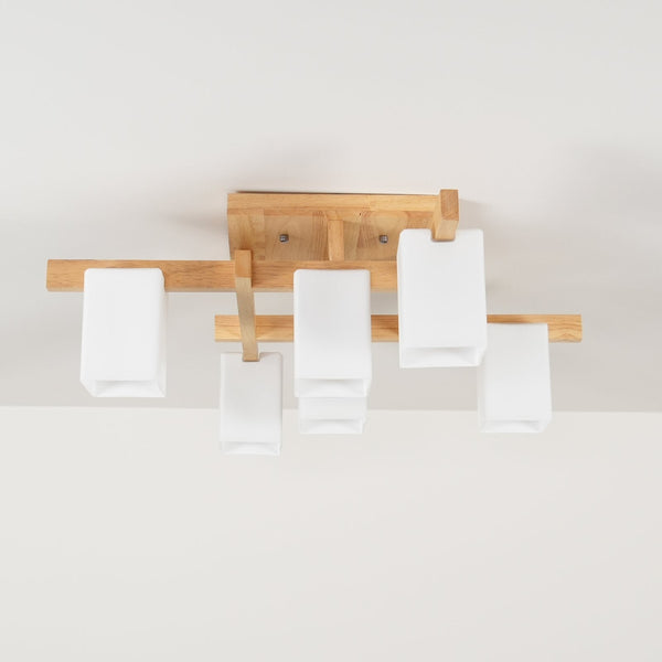 Japanese Square Wooden Art Ceiling Lamp