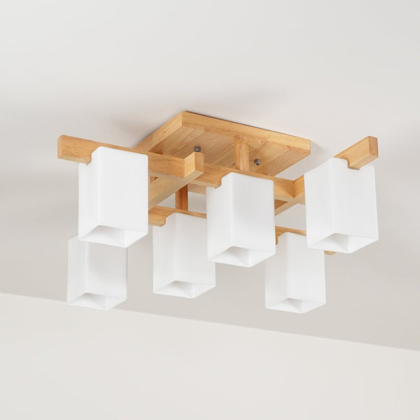 Japanese Square Wooden Art Ceiling Lamp