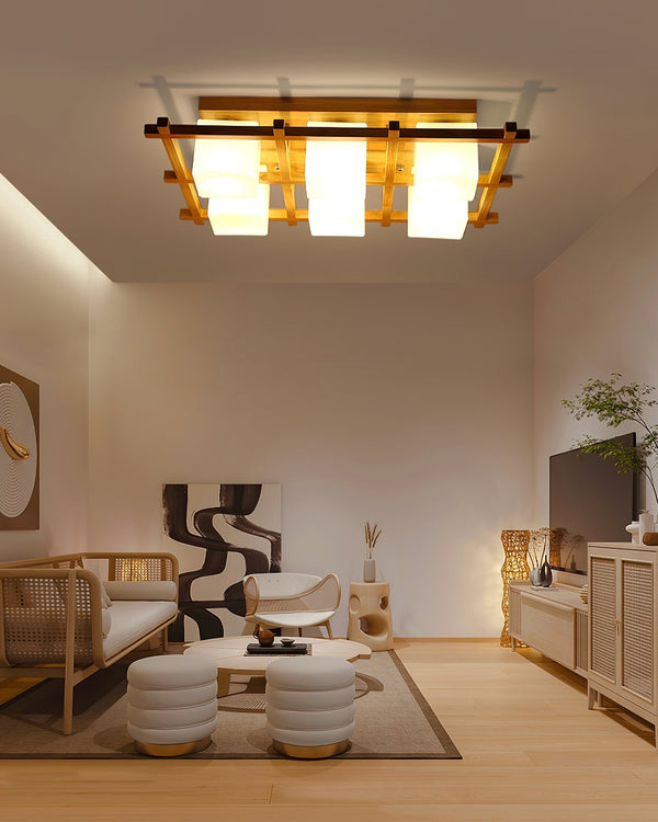 Japanese Style Lattice Ceiling Lamp