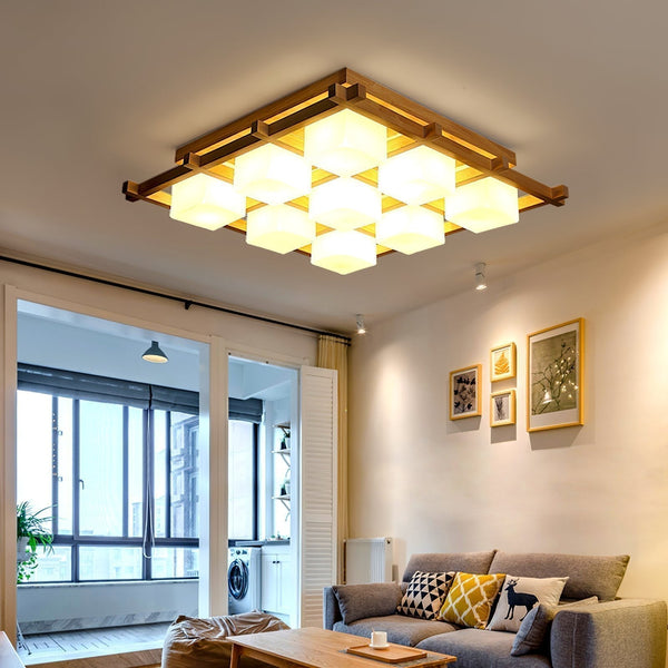 Japanese Style Lattice Ceiling Lamp