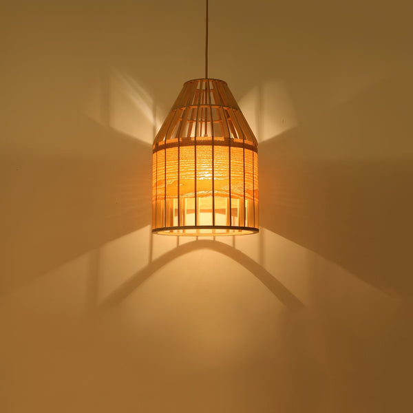 Japanese Wooden Bird Cage Pendant Light