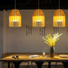 Japanese Wooden Bird Cage Pendant Light