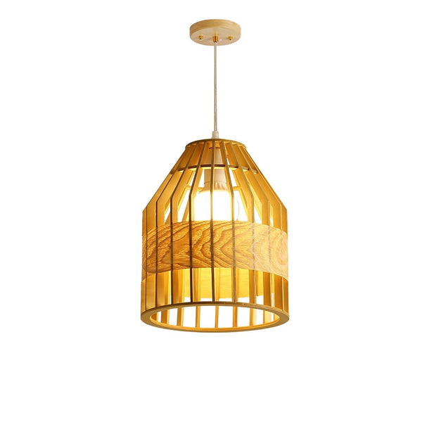 Japanese Wooden Bird Cage Pendant Light
