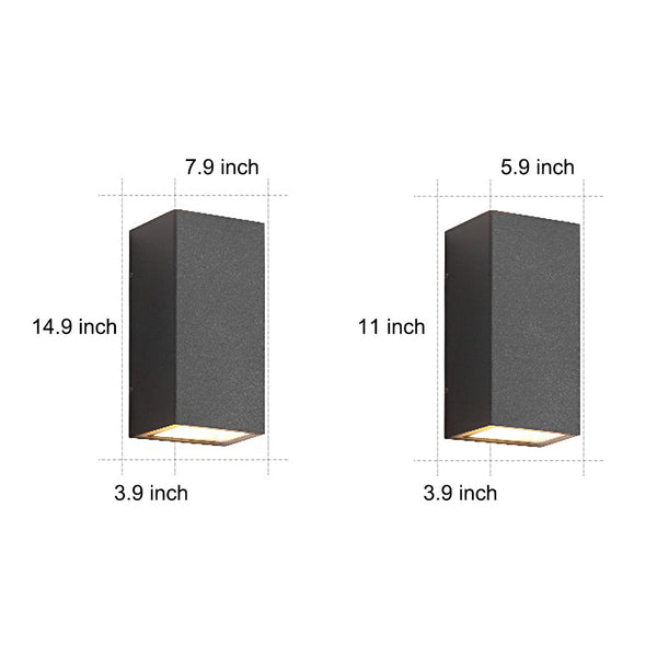 Rectangular Waterproof Up And Down Lights Led Solar Modern Wall Sconce Lighting