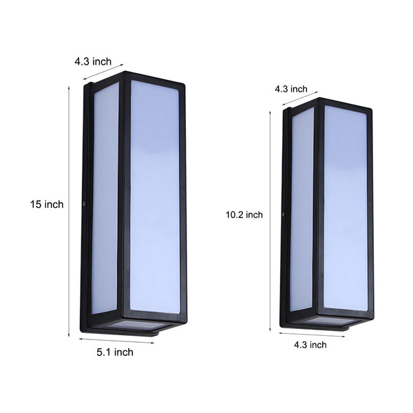 Rectangle Led Waterproof Motion Sensor Black Modern Wall Sconce