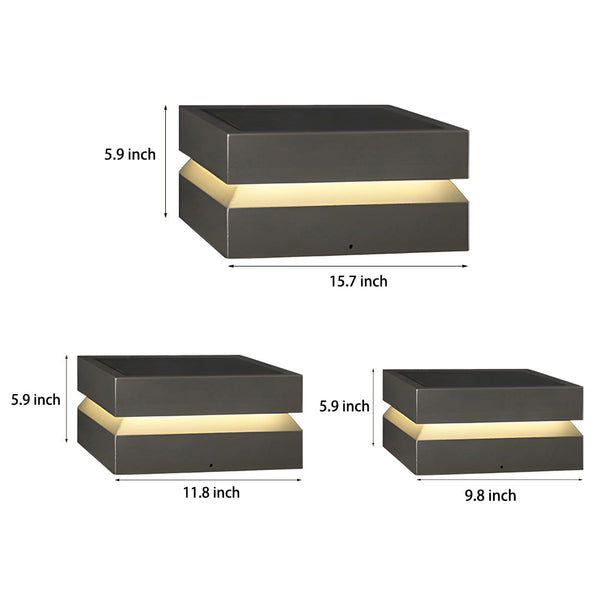 Square Black Modern Solar Post Lights